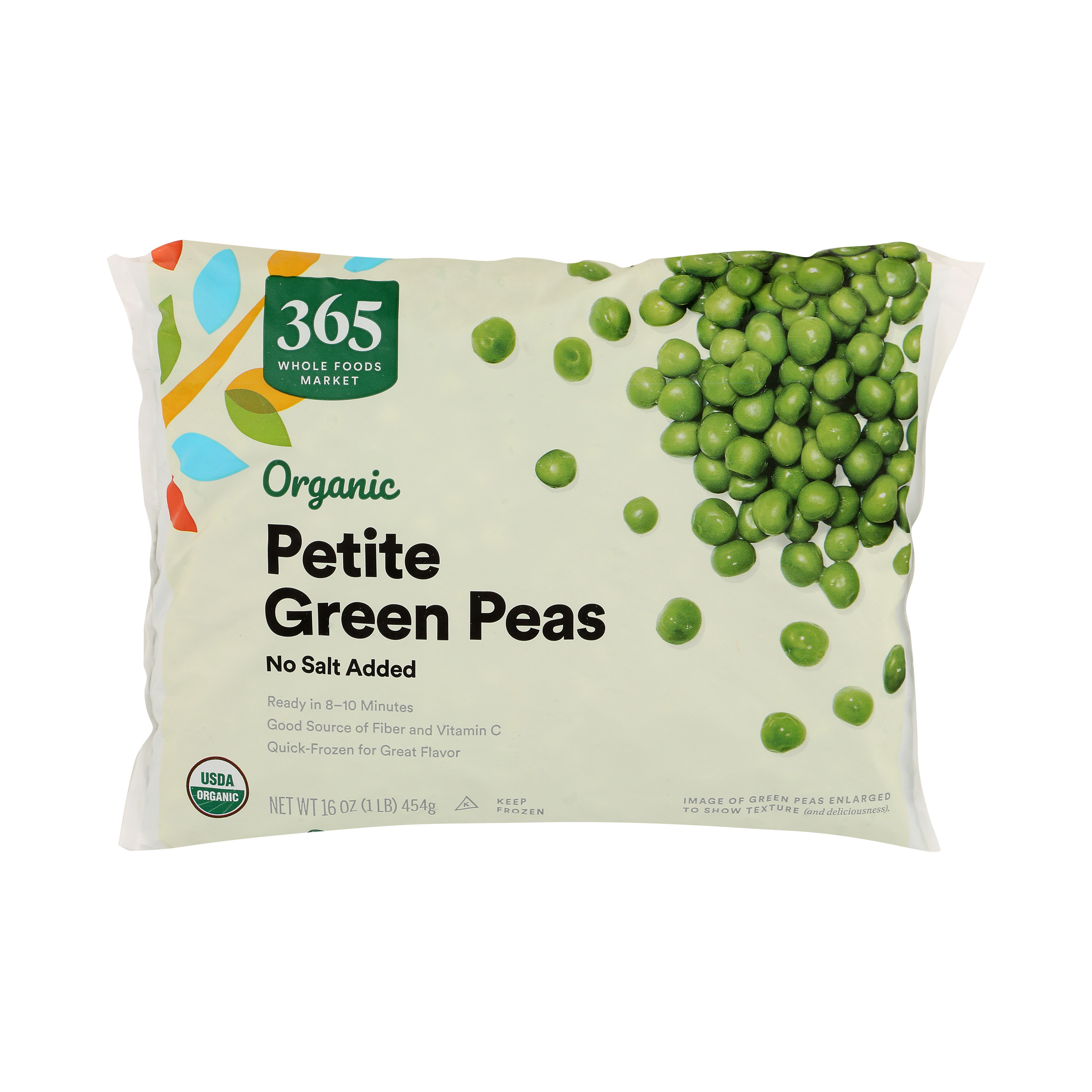 Frozen Organic Vegetables Petite Green Peas No Salt Added 16 Oz 365 By Whole Foods Market Whole Foods Market